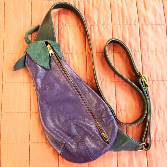 Larry and Linda Handbags - Leather Eggplant Cross body bag